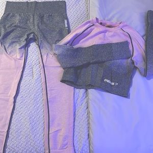 Pink and gray ombré gymshark set